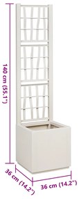 Kerti Ültető Edény Trellis-szel Fehér 36x36x140 cm PP
