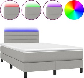 vidaXL világosszürke szövet rugós és LED-es ágy matraccal 120x190 cm