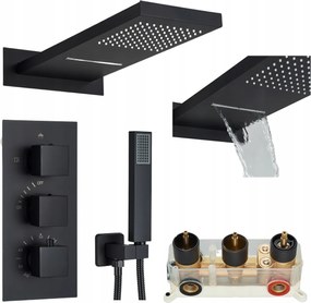 Zuhanyszett Falsík Alatti Fürdőszoba Termosztát Fekete Esőztető Ari