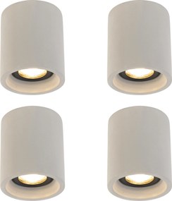 4 darabos rusztikus mennyezeti spotlámpa szett beton kerek - Deep