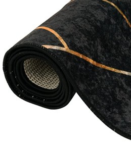 fekete-arany mosható csúszásgátló szőnyeg 80 x 300 cm