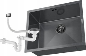Pult Alatti Mosogató Acél Egyrekeszes Fekete Konyhai Fém BARI54