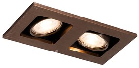 Beépített reflektor sötét bronz négyszögletes 2-lámpás dönthető és forgatható - Qure