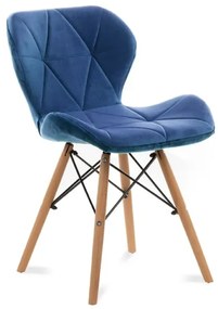 KÉSZLET 4x Étkezőszék TRIGO 74x48 cm sötét kék/bükkfa