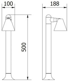 Lámpa Kerti lámpatest LUSTINO-D, GU10, max.20W, IP44, AC220-240V, 50-60Hz,rúd 500 mm,grafit