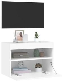 fehér falra szerelhető TV-szekrény LED-lámpákkal 60x30x40 cm