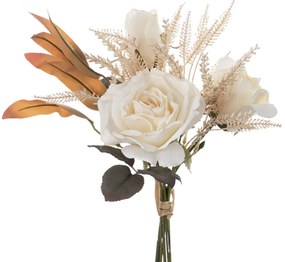 Rózsa selyemvirág csokor, 41.5cm magas - Fehér