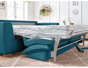 Kék kordbársony kinyitható kanapé 225 cm Augustin – Bobochic Paris