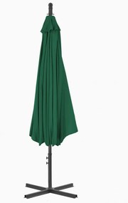 Zöld konzolos napernyő acélrúddal, 300 cm átmérőjű