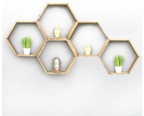 KÉSZLET 5x Fali polc 37x40 cm fenyő