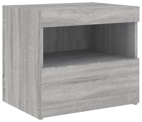 2 db szürke sonoma színű éjjeliszekrény LED-ekkel 50x40x45 cm