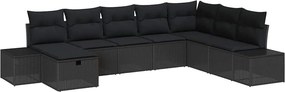 vidaXL Kerti Kanapé Szett párnával 8 pcs Fekete polirattan