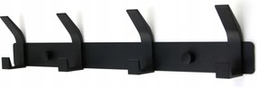 Metik 4 kampós fali akasztó – matt fekete, loft stílus, alumínium