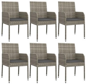 7 részes szürke polyrattan kerti étkezőgarnitúra párnával