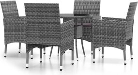 vidaXL 5 részes szürke polyrattan kerti étkezőgarnitúra