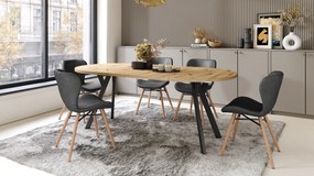 Mazzoni ALDO Artisan tölgy/fekete lábak - LOFT/IPARI STÍLUSÚ BŐVÍTHETŐ KEREK ASZTAL NAPPALIBA/ÉTKEZŐBE "Y" ALAKÚ LÁBAKKAL