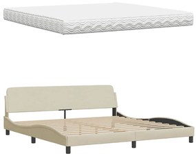 ágy matraccal krém 200x200 cm szövet