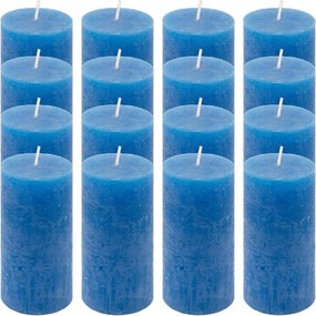 Rusztikus gyertya készlet 10 cm Ø 5 cm  16 db kék