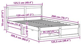 Ágykeret Fehér Fa 120 x 200 cm Tartós Minimalista Ágykeret