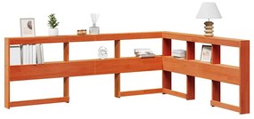 Könyvespolc fejtámla L-alakú viaszbarna 140 cm tömör fa fenyőfa