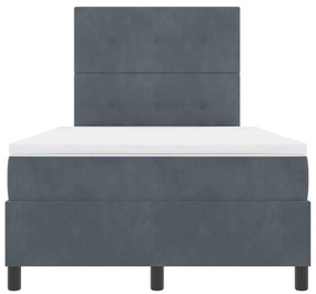 vidaXL Box Spring Ágy Matrac Sötétszürke 120x200 cm Bársony