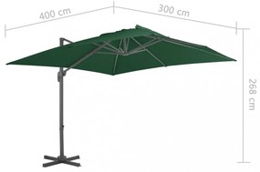 zöld konzolos kerti napernyő alumíniumrúddal 400 x 300 cm