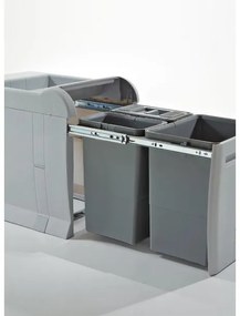 Hulladékgyűjtő Elletipi CITY BOX, szürke – 2 rekeszes, 1 fedéllel, fix tetővel, 2*18L