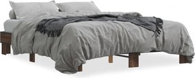 vidaXL barna tölgyszínű szerelt fa és fém ágykeret 150 x 200 cm