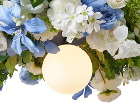 Bohemian függőlámpa fekete, színes, kék és fehér virágokkal - Flower Power