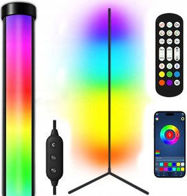Álló Padló Lámpa Rgb Zene Fekete Sarok +Távirányító +Alkalmazás 160cm