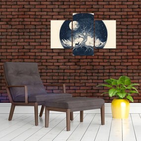 Kép – Mágikus fa szarvassal I. (90x60 cm)