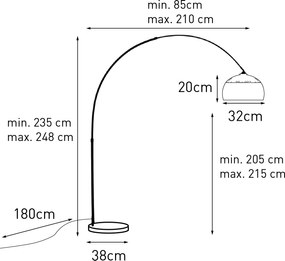 Acél ívlámpa fém búrával 33 cm állítható - XXL