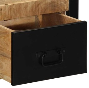 Éjjeli szekrények 2 db tömör nyersfa mangó 40x35x25 cm