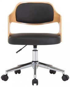 4 db fekete hajlított fa és műbőr forgó étkezőszék