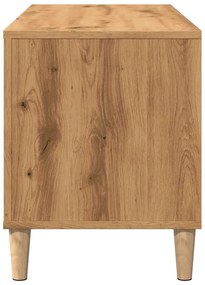 kézműves tölgy színű szerelt fa hanglemezszekrény 100x38x48 cm
