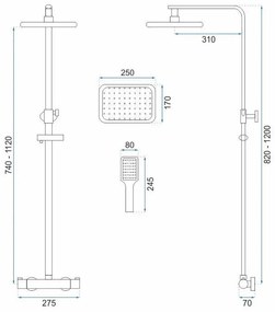 Rea Tom, zuhanygarnitúra termosztatikus csapteleppel, arany matt, REA-P5004