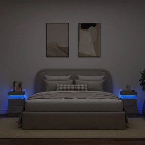 2 db betonszürke éjjeliszekrény LED-világítással 35x39x55 cm
