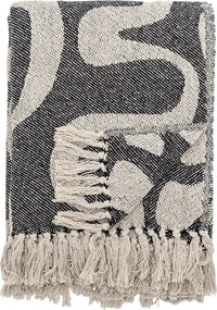 Fekete-bézs újrahasznosított pamut takaró 130x160 cm Salobre – Bloomingville