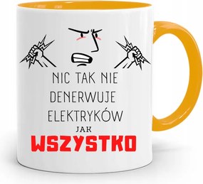 Sárga Bögre Villanyszerelőnek Minden Idegesítő, fényképes nyomattal