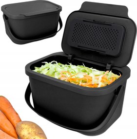 Hulladékgyűjtő bio hámozó 4,5l kosár fogantyúval fekete 19x24x14 cm