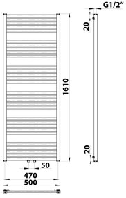 Bruckner, GRUNT fűtőelem 500x1610 mm, központi csatlakozás, fekete szőnyeg, 600.123.6