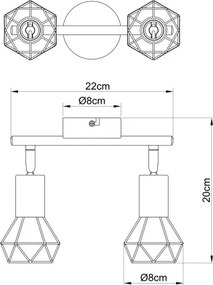 Globo 54802S-2AB Spotlámpa fém fekete-sárgaréz színben. HxSZxM:220x80x200, fényforrás nélkül 2xE14 40W 230V