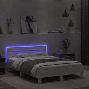 fehér ágykeret fejtámlával és LED-del 120 x 190 cm