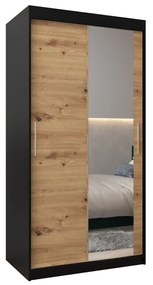 Ruhásszekrény 100 cm Toki 2 (matt fekete + artisan tölgy). 1064963