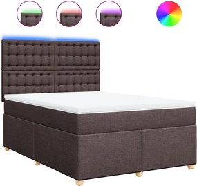 vidaXL sötétbarna szövet rugós ágy matraccal 140 x 190 cm