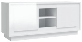 fehér magasfényű szerelt fa TV-szekrény 102x35x45 cm