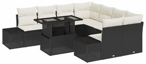 vidaXL Kerti Kanapé Szett párnával tárolóval 9 pcs Fekete és Krém