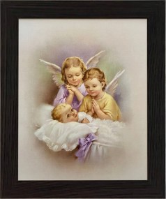 Vászonkép 30x25 Őrangyal Angyal Keret Wenge Keresztelő