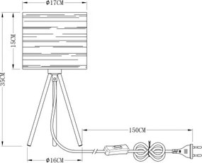 Globo 15342T Asztali lámpa fém fekete, műanyag fekete, arany színű, billenőkapcsoló a kábelen, ø: 170mm, M: 350mm, 1x E14 25W 230V izzó nélkül
