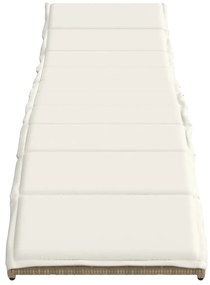Bézs polyrattan napozóágy párnával 55x199x50 cm